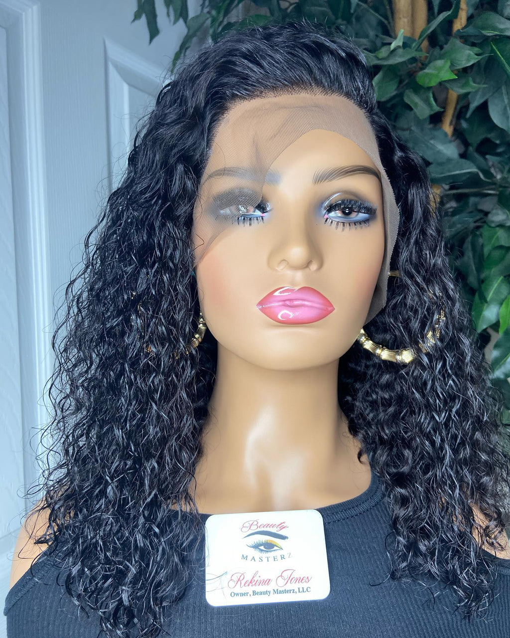 NATURAL BLACK CURLY LACE FRONT WIG